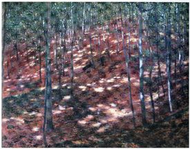 Slunce v lese, obraz Antonína Slavíčka.