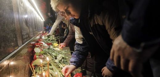 Pietní místo k uctění památky obětí na Ukrajině.