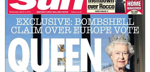 Britský bulvární deník The Sun se zmiňovaným článkem na titulní straně. 