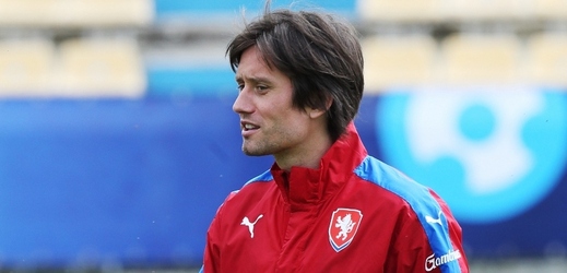 Kapitán reprezentace Tomáš Rosický na tréninku