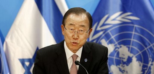 Generální tajemník OSN Pan Ki-mun na tiskové konferenci v Jeruzalémě 28. června.