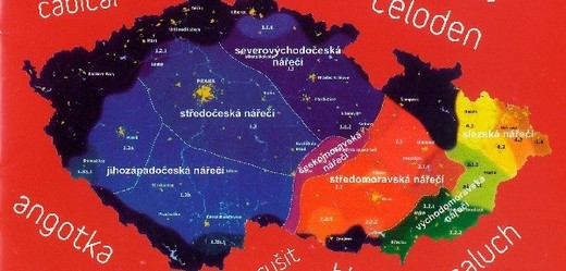 Mapka z obálky propagační brožury Slovník nářečí českého jazyka.
