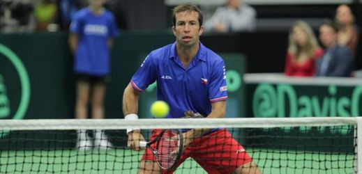 Český tenista Radek Štěpánek ve čtvrtfinále Davis Cupu proti Francii.