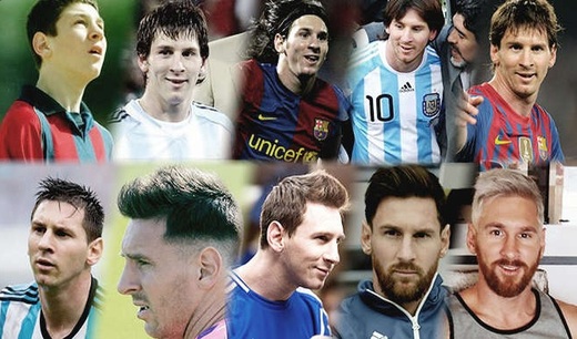 Lionel Messi a jeho roztodivné vlasové kreace.