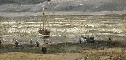Obraz slavného holandského malíře Vincenta Van Gogha "Pohled na moře u Scheveningenu", který neznámí zloději ukradli z amsterdamského muzea Vincenta Van Gogha. 