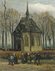 Obraz "Farníci opouštějí kostel v Nuenenu", který neznámí zloději také ukradli.