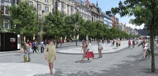 Vizualizace Václavského náměstí po provedených změnách.