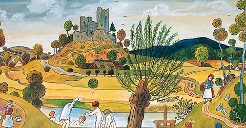 Malíř Josef Lada se narodil roku 1887 v Hrusicích, vesnici 30 km od Prahy v Posázaví. Během svého uměleckého života celkem nakreslil přibližně 15000 barevných a černobílých ilustrací a namaloval přes 500 obrazů (volná tvorba).