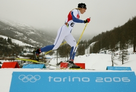 Kristina Šmigunová vyhrála v Turíně 2006 skiatlon.