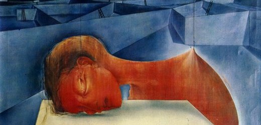 Hlava spící imperialistický sen z roku 1950 malíře Mikuláše Medka.