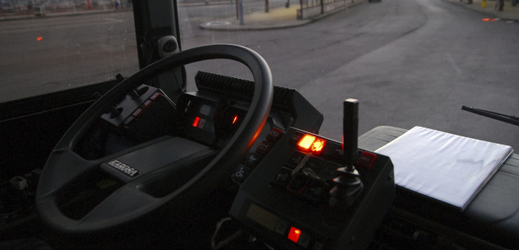 Pohled z místa řidiče autobusu (ilustrační foto).