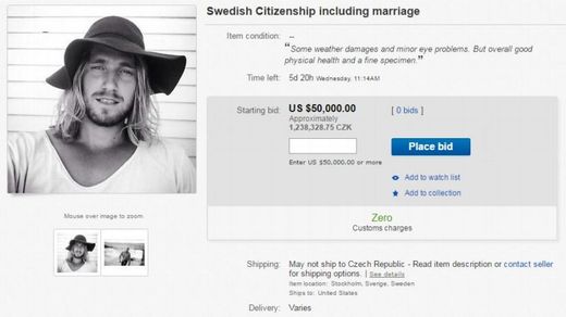 Švýcar nabízí sňatek přes internetový server eBay.