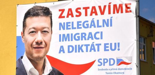 Billboard předvolební kampaně hnutí SPD.