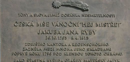 Pamětní deska Jakuba Jana Ryby. 