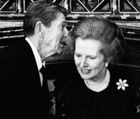 Ronald Reagan a britská premiérka Margaret Thatcherová, 1984.