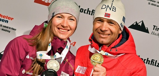Darja Domračevová a Ole Einar Bjørndalen.