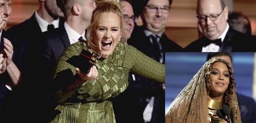 Zpěvačky Adele (vlevo) a Beyoncé (ve výřezu). 