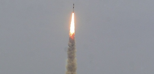 Raketa vzlétla ze základny Šríharikót.