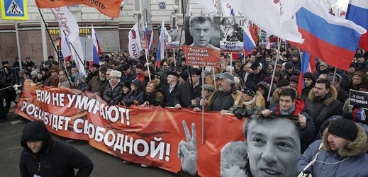 Nedělní pochod ruské opozice v Moskvě.