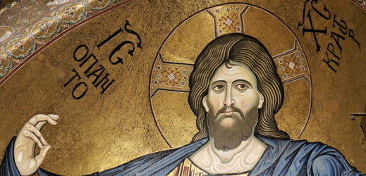 Mozaika s postavou Ježíše Krista v katedrále Monreale na Sicílii.