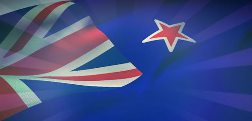 Vlajka Nového Zélandu. 