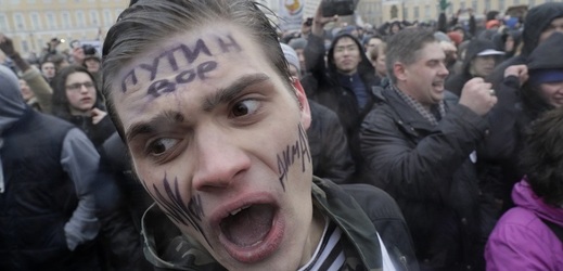Ruský protestující. 