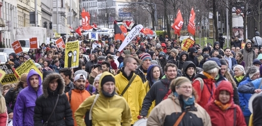 Protest proti evropské migrační politice ve Vídni.