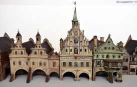 Modely budov na ústeckém náměstí z roku 1904.
