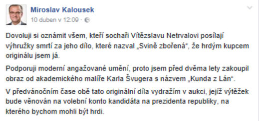 Kalouskovo vyjádření na Facebooku.