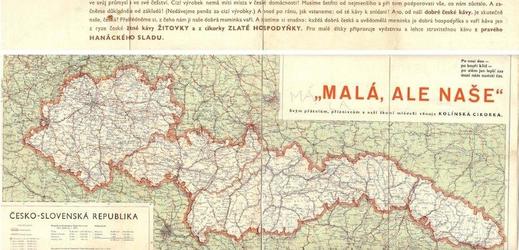 Česko-Slovenská republika (1938) - reklamní mapa továrny Kolínské cikorky.