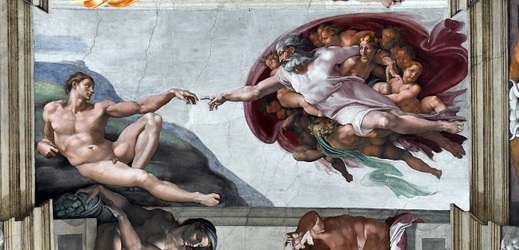 Freska od Michelangela Buonarroti v Sixtinské kapli.