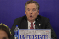 Šéf Úřadu obchodního zmocněnce USA Robert Lighthizer během nedělního jednání s ministry asijských a tichomořských zemí.