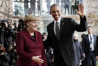 Setkání kancléřky Angely Merkelové a bývalého prezidenta USA B. Obamy.