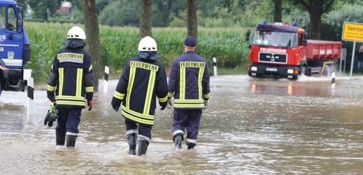 Záplavy, Hildesheim, Německo.