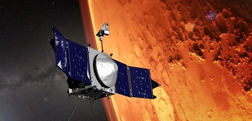 Vesmírná sonda Maven nad planetou Mars (ilustrační foto).