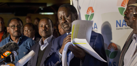 Vůdce keňské opozice a bývalý levicový premiér Raila Odinga.