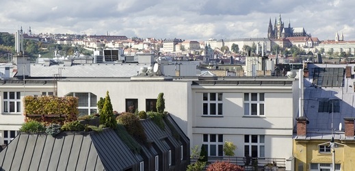 Pohled z terasy Paláce Lucerna v Praze.