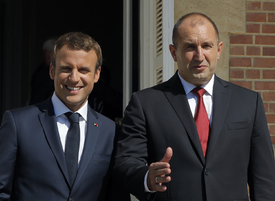 Francouzský prezident Emmanuel Macron a bulharský premiér Bojko Borisov.