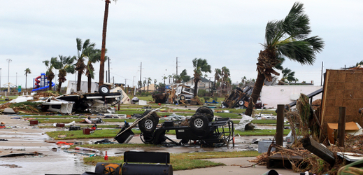 Hurikánem zničené domy v americkém Texasu.