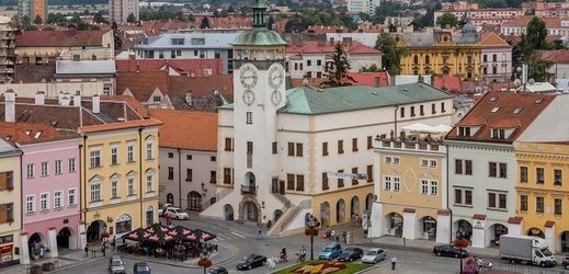 Pohled na Velké náměstí v Kroměříži.
