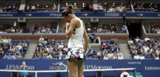 Zklamaná tenistka Karolína Plíšková po jejím vypadnutí ve čtvrtfinále US Open.