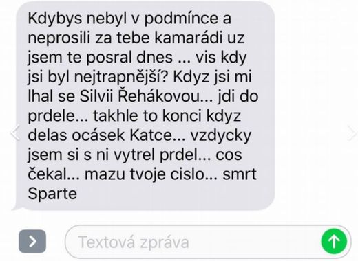 Textová komunikace vedená od Pavla Novotného směrem k Tomáši Řepkovi.