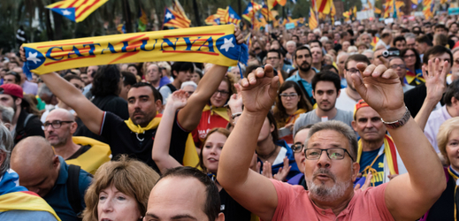 Demonstrace za nezávislost Katalánska, Barcelona.