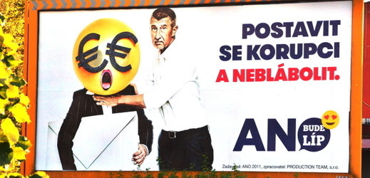 Volební billboard hnutí ANO s lídrem Andrejem Babišem.