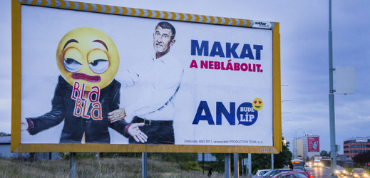 Volební billboard politického hnutí ANO.