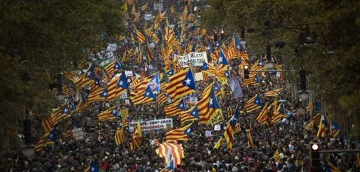 Demonstrace v Barceloně. 