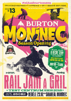 Plakát ke snowboardovému závodu pořádanému Areálem Monínec.