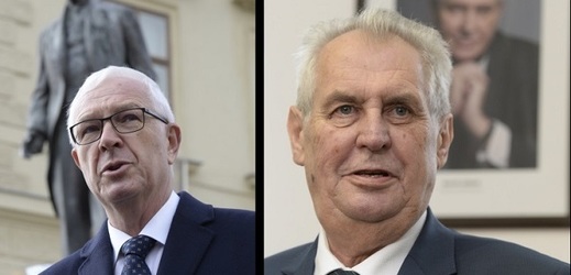 Kandidát na prezidenta Jiří Drahoš (vlevo) a prezident Miloš Zeman.