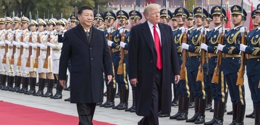 Americký prezident Donald Trump (vpravo) na návštěvě v Číně. Na snímku po boku čínského vůdce Si Ťin-pchinga.