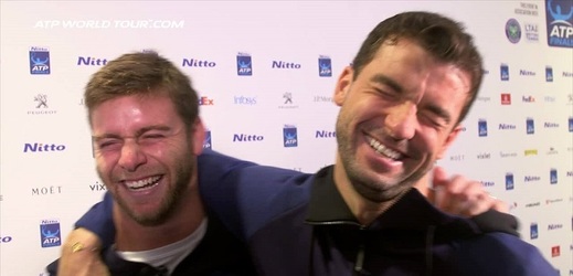 Grigor Dimitrov s tenisovým kolegou a přítelem Ryanem Harrisonem na ATP Finals.